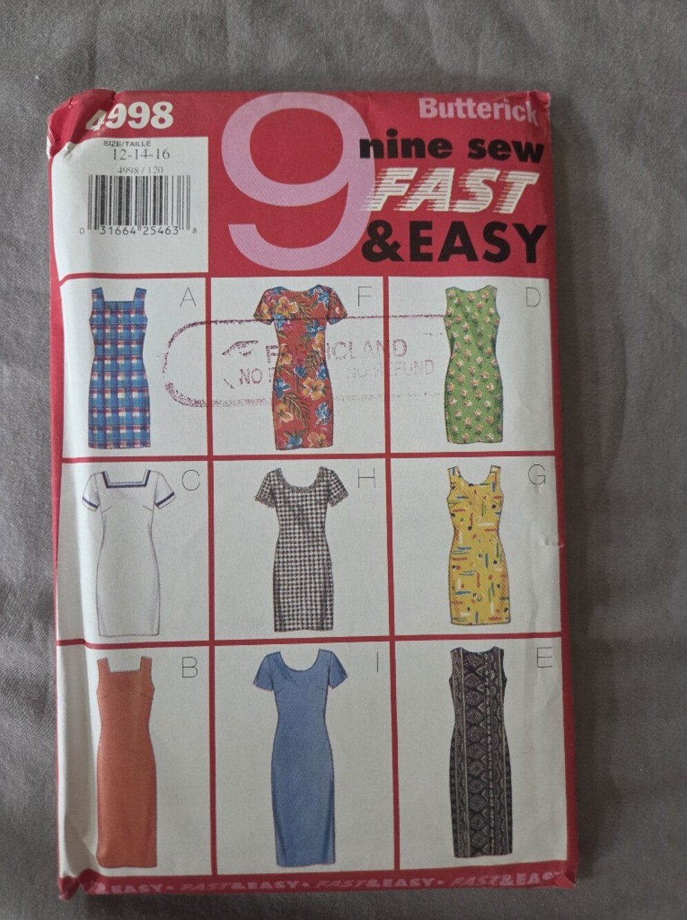 Butterick Fast & Easy 4998 Sewing Pattern